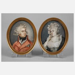 Paar Elfenbeinminiaturen