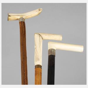 Drei Spazierstöcke Elfenbein