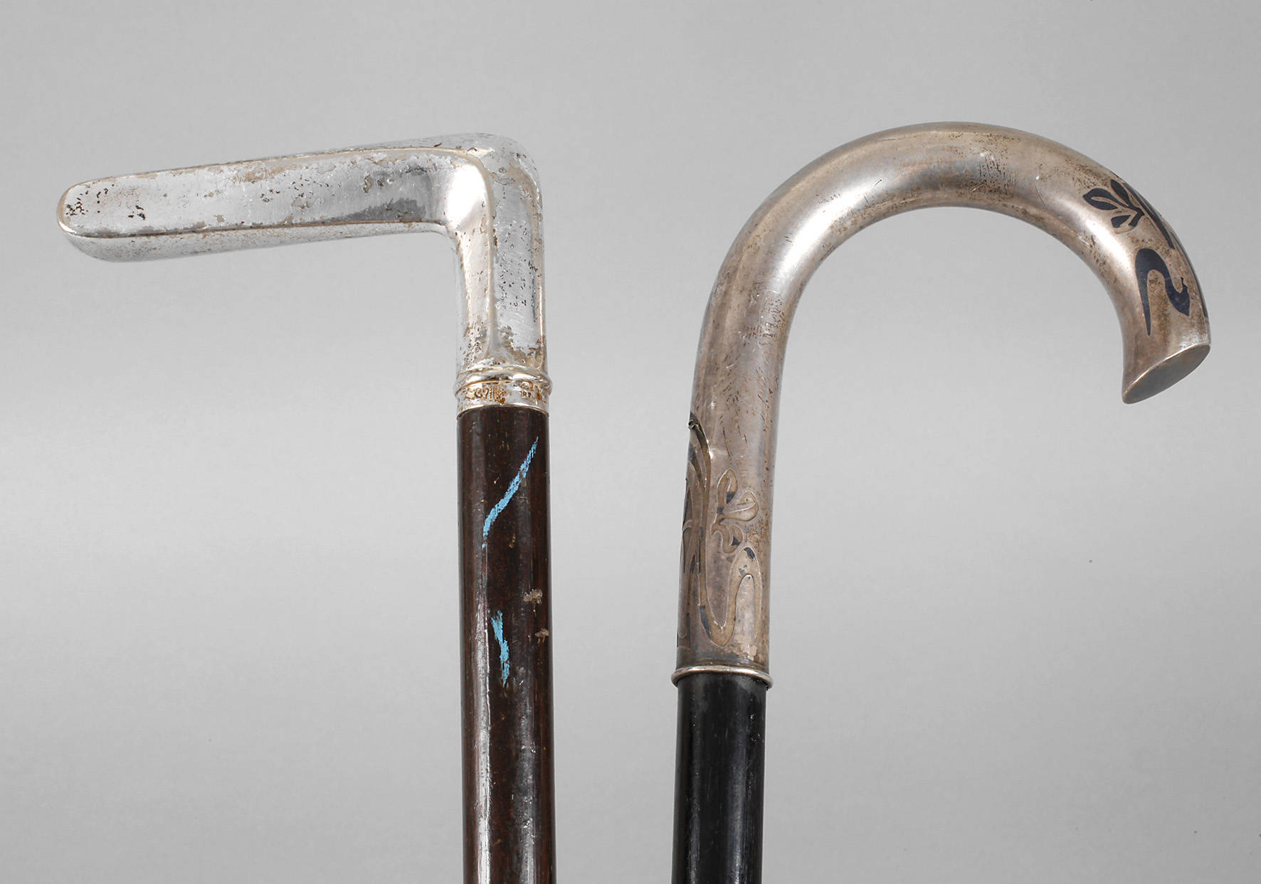 Zwei Spazierstöcke Silber