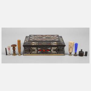 Sammlung Petschafte in Schmuckschatulle