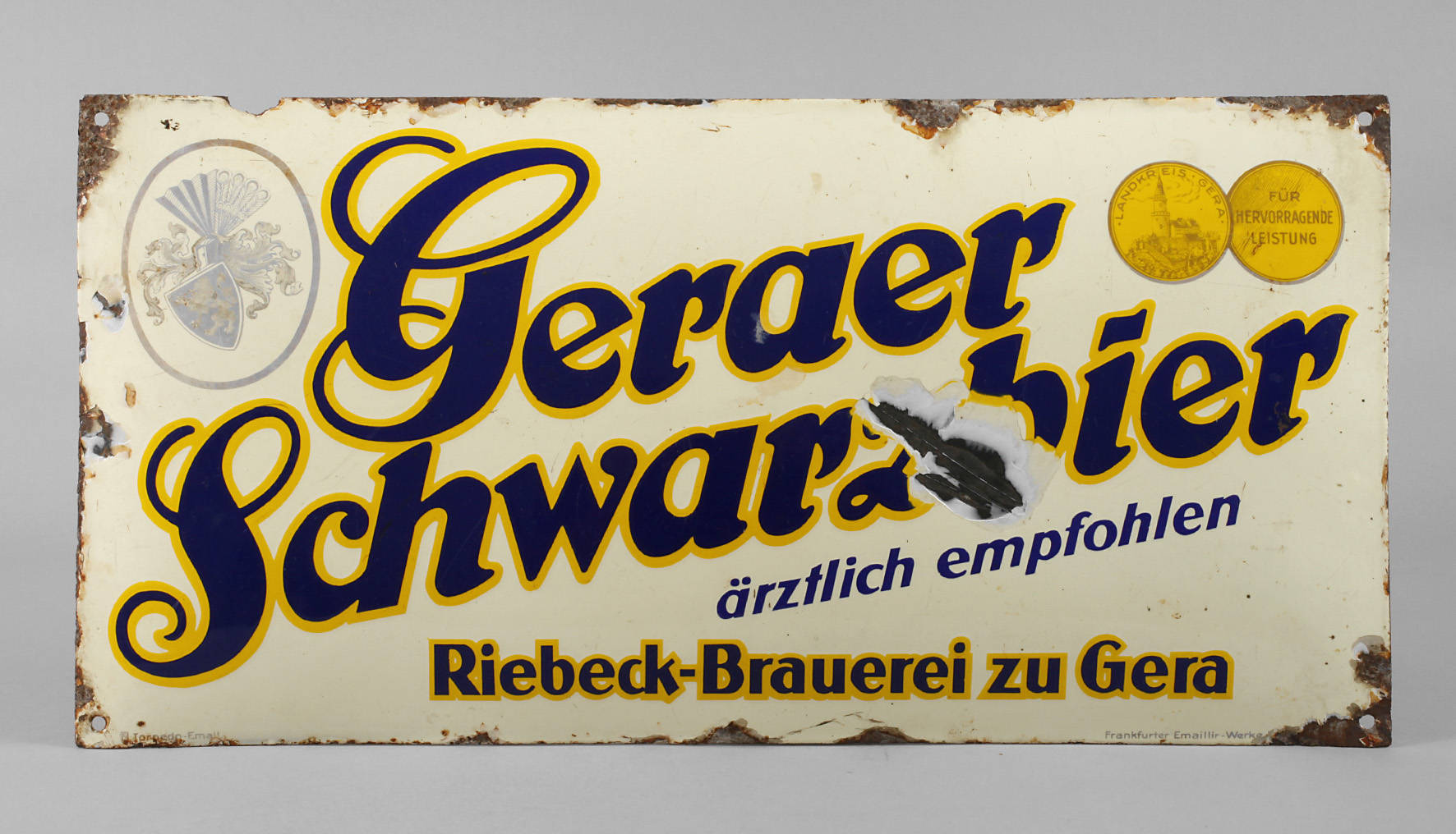 Emailschild Riebeck Brauerei