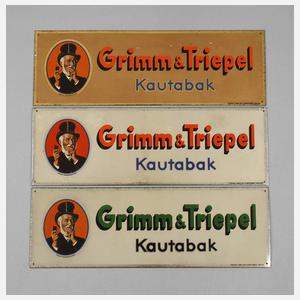 Drei Werbeschilder Grimm & Triepel