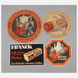 Vier Pappwerbeschilder Franck Kaffee