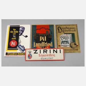 Vier Werbeschilder Tabak