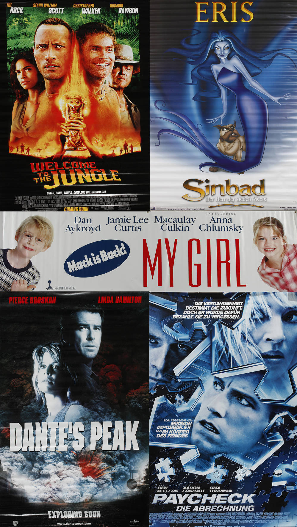 Fünf übergroße Filmplakate