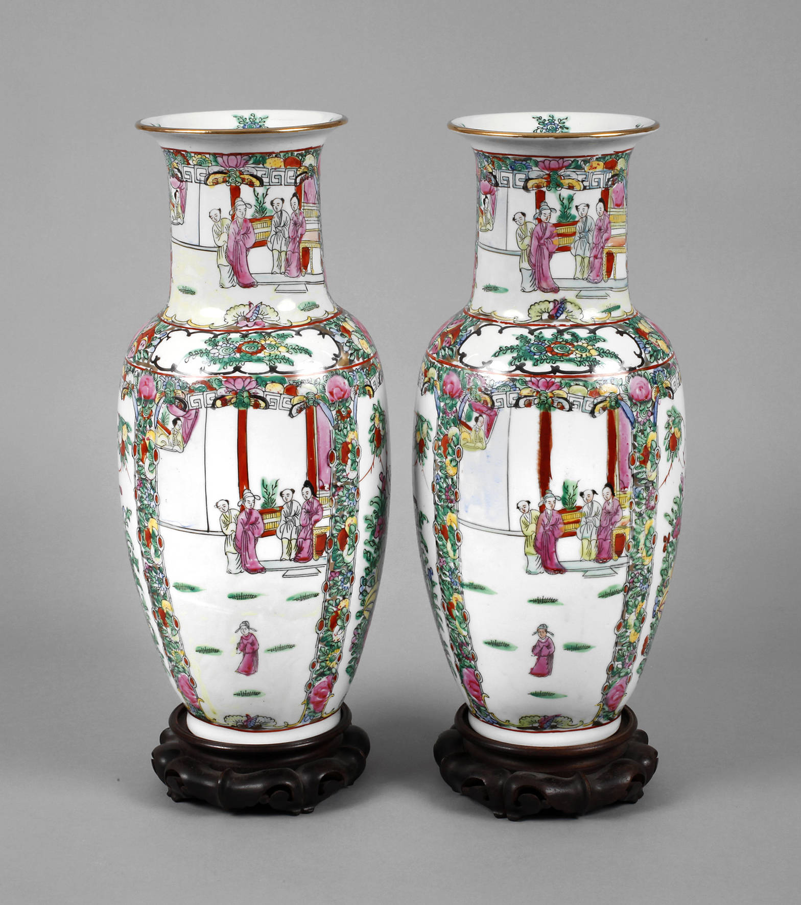 Paar Vasen Famille rose