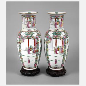 Paar Vasen Famille rose