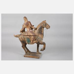 Pferd mit Reiter im Tang-Stil