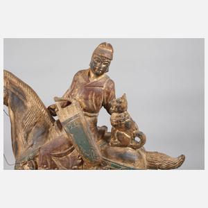 Pferd mit Reiter im Tang-Stil