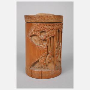 Paar geschnitzte Deckeldosen