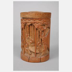 Paar geschnitzte Deckeldosen