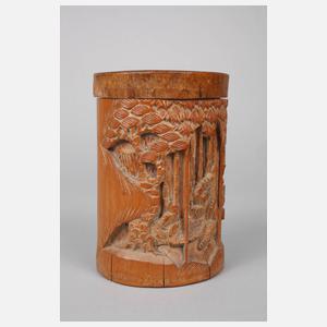 Paar geschnitzte Deckeldosen