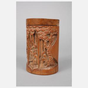 Paar geschnitzte Deckeldosen