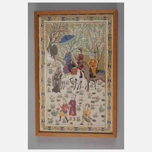 Sechs Seidenmalereien