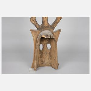 Ritual- und Initiations-Zeremonienmaske mit Brettaufsatz