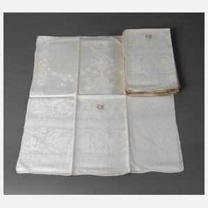 Elf Gebilddamast-Handtücher Historismus