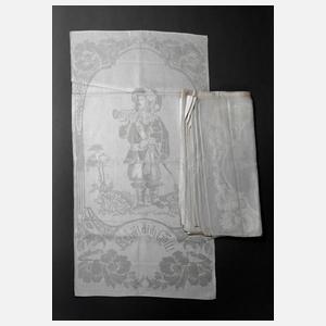 Sechs Gebilddamast-Handtücher Trompeter