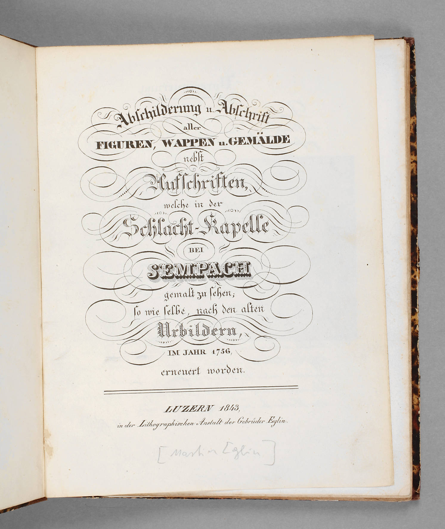 Tafelband Schlachtkapelle Sempach 1843