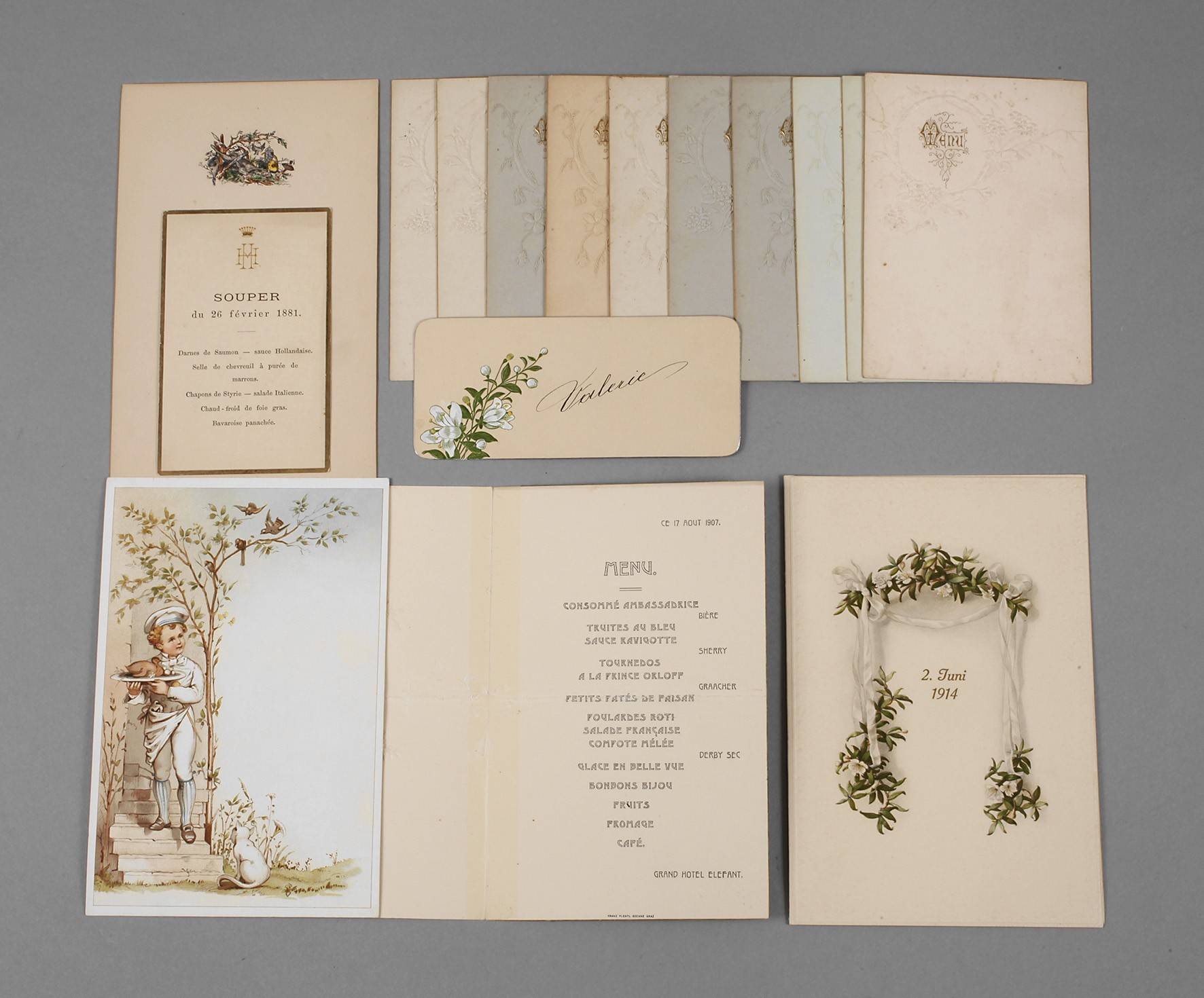 Konvolut Menükarten Jugendstil