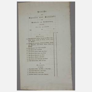 Zwei historische Speisekarten Rothenburg/München