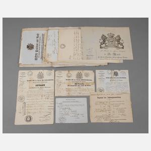Konvolut historische Papiere Elsass/Schweiz/Bayern/Österreich