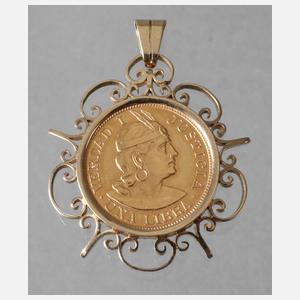 Goldmünze Peru in Anhänger