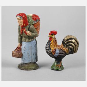 Lineol Marktfrau und Hahn