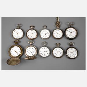 Zehn Taschenuhren
