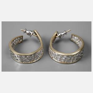 Paar Creolen mit Diamanten von zusammen ca. 3 ct