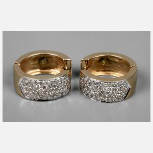 Paar Creolen mit Brillantbesatz von ca. 1 ct