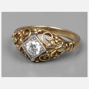 Damenring mit Altschliffdiamant von ca. 0,4 ct