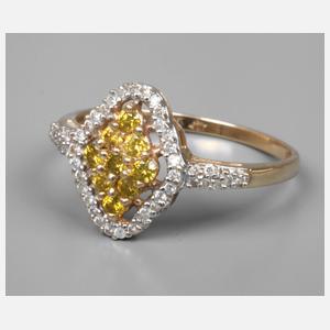 Damenring mit weißen und gelben Diamanten