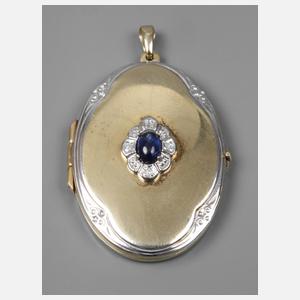 Medaillon mit Saphir und Diamanten