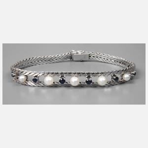 Armband mit Saphiren und Perlen