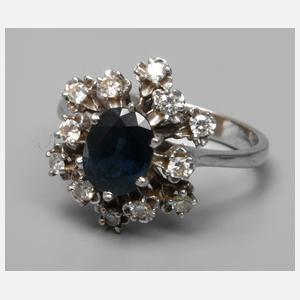 Damenring mit Saphir und Brillanten