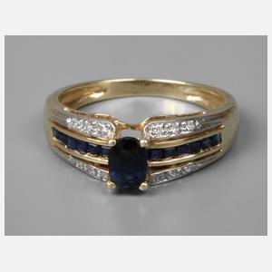Damenring mit Saphiren und Diamanten