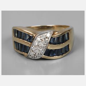Damenring mit Saphiren und Diamanten