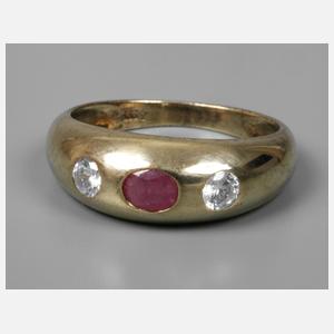 Damenring mit Rubin und Zirkonias