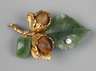 Zweigbrosche mit Nephrit und Tigerauge