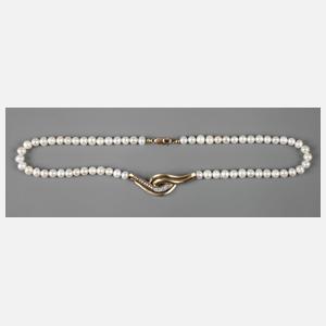 Perlencollier mit Diamanten