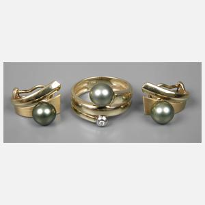 Schmuckset mit grauen Perlen