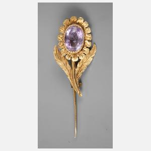 Blütenbrosche mit Amethyst