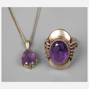 Zwei Teile Amethystschmuck