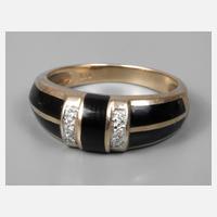 Damenring mit Onyx und Diamanten111
