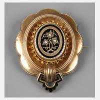 Schaumgoldbrosche mit Email und Saatperlen111