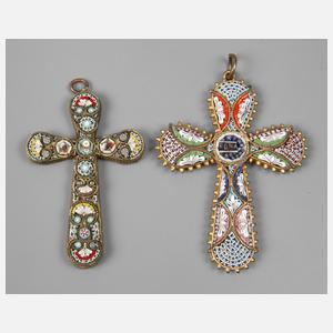 Zwei Kreuzanhänger Millefiori