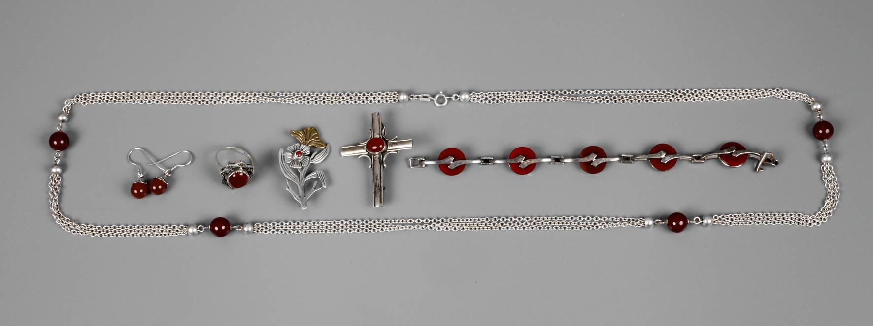 Konvolut Silberschmuck mit Karneol