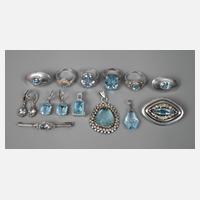 Konvolut Silberschmuck mit blauen Schmucksteinen111