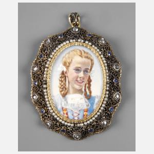 Medaillonanhänger mit Saatperlen und Diamanten