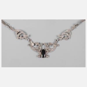Collier mit Onyx und Markasiten